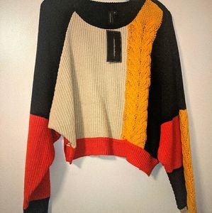 #10 Colorful balloon sleeve knitted sweater, cropped